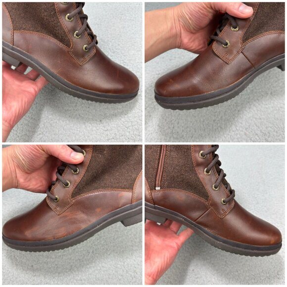 UGG Boots Womens 10 Shoes Brown Kesey Waterproof Shearling Zipper Ankle Booties - Picture 11 of 13